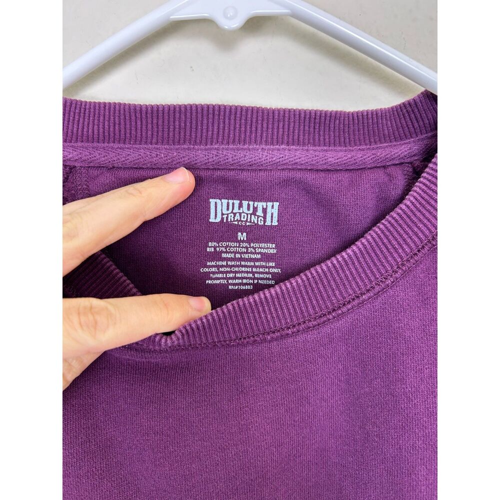 Duluth Trading Sweatshirt Women's M Purple Zip Pocket Heavyweight CrewNeck - Picture 3 of 10
